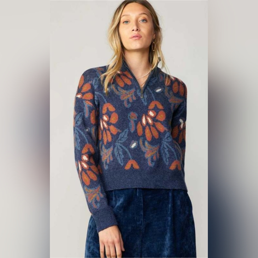 Current Air Brielle Jacquard Half Zip Up Sweater. Size S.